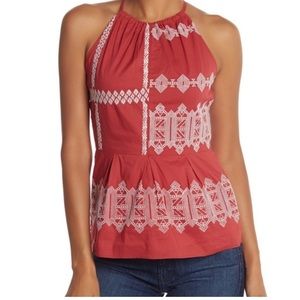 Joie Konomi Geometric Embroidery Boho Halter Top NWT